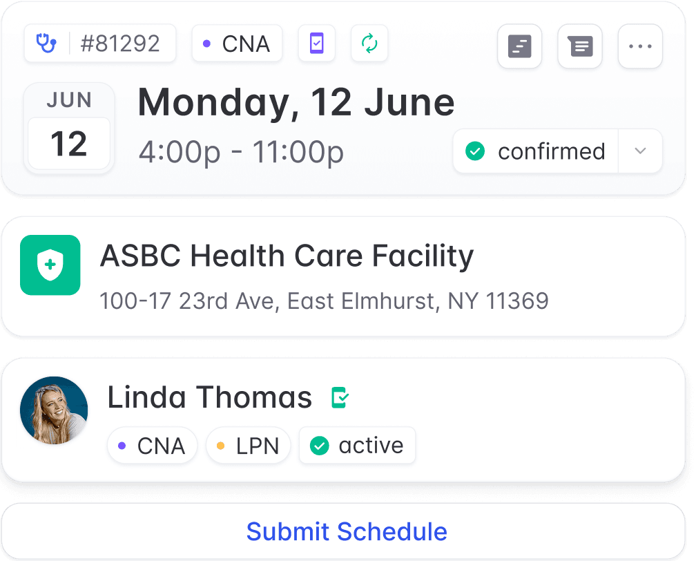 screenshot of shift scheduling